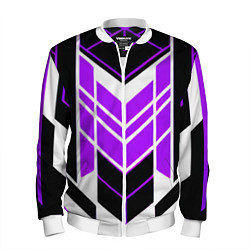 Бомбер мужской Purple and black stripes on a white background, цвет: 3D-белый