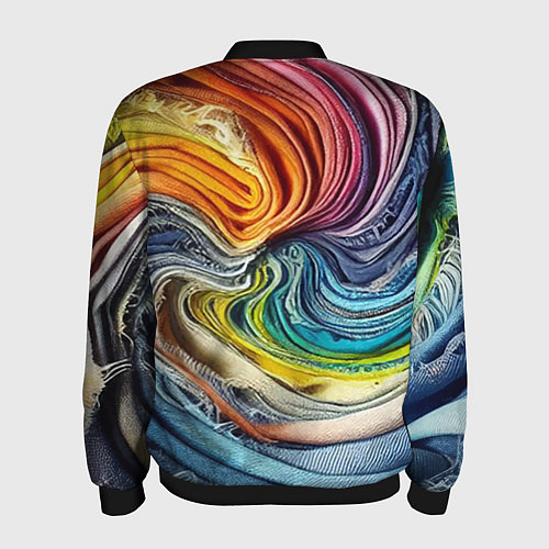 Мужской бомбер Красочная джинсовая воронка / 3D-Черный – фото 2