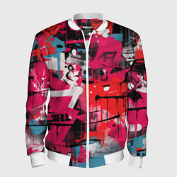 Бомбер мужской Красное граффити, цвет: 3D-белый