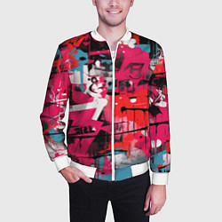 Бомбер мужской Красное граффити, цвет: 3D-белый — фото 2