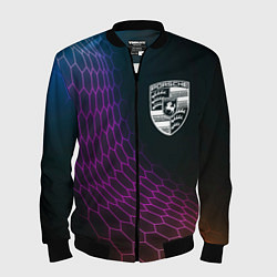 Бомбер мужской Porsche neon hexagon, цвет: 3D-черный