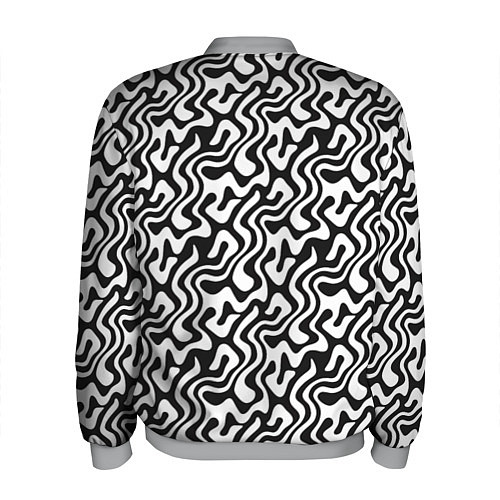 Мужской бомбер Черно-белый узор с абстрактными линиями / 3D-Меланж – фото 2