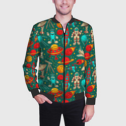 Бомбер мужской Космические персонажи, цвет: 3D-черный — фото 2