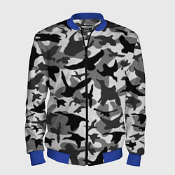 Бомбер мужской Камуфляж птицы чёрный, цвет: 3D-синий