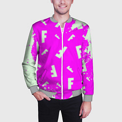 Бомбер мужской Fortnite pattern pink, цвет: 3D-меланж — фото 2