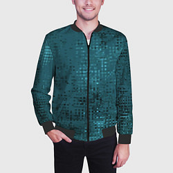 Бомбер мужской Тёмный бирюзовый абстракция однотонный, цвет: 3D-черный — фото 2