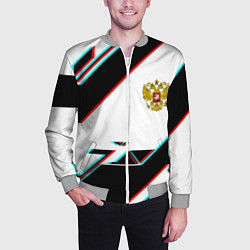 Бомбер мужской Россия спортивная геометрия глитч, цвет: 3D-меланж — фото 2