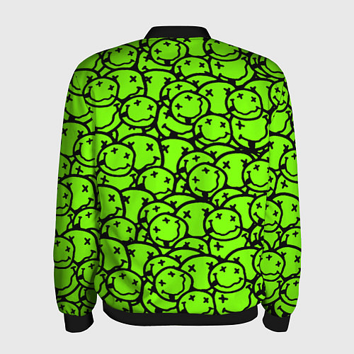 Мужской бомбер Nirvana green logo smile / 3D-Черный – фото 2