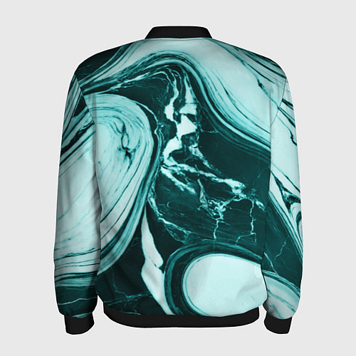 Мужской бомбер Бирюзовый мрамор / 3D-Черный – фото 2