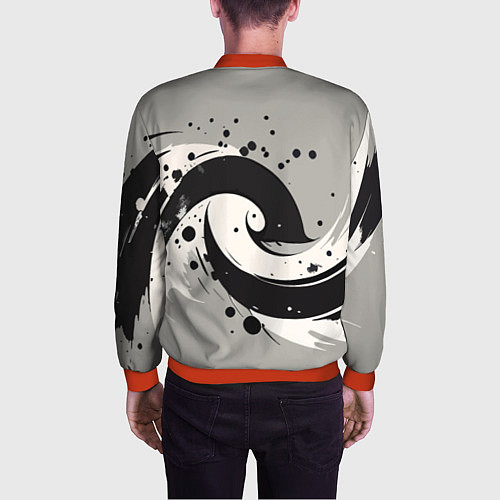Мужской бомбер Инь-янь абстракция - нейроарт / 3D-Красный – фото 4