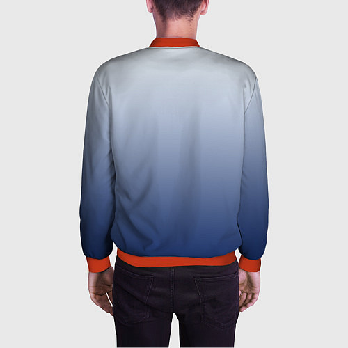 Мужской бомбер Бело синий градиент / 3D-Красный – фото 4