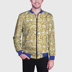 Бомбер мужской Дудл человечки носатые - паттерн, цвет: 3D-синий — фото 2