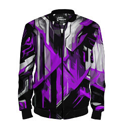 Бомбер мужской White and purple abstraction on a black background, цвет: 3D-черный