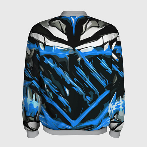 Мужской бомбер Blue and white abstraction on a black background / 3D-Меланж – фото 2