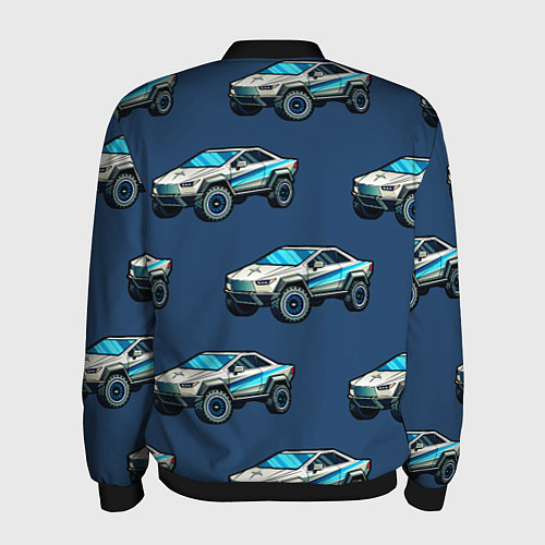 Мужской бомбер Тесла киберпанк паттерн с машинками / 3D-Черный – фото 2