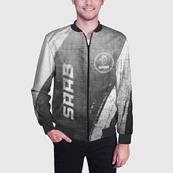 Бомбер мужской Saab - grey gradient вертикально, цвет: 3D-черный — фото 2