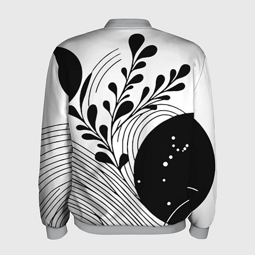 Мужской бомбер Растительная абстракция black and white / 3D-Меланж – фото 2