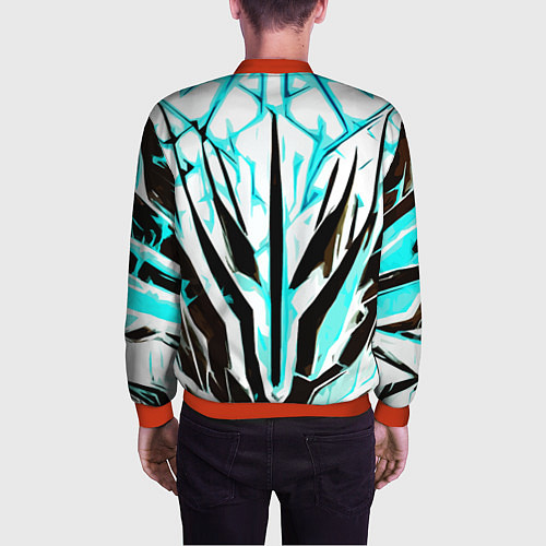 Мужской бомбер Чёрно-голубая абстракция на белом фоне / 3D-Красный – фото 4