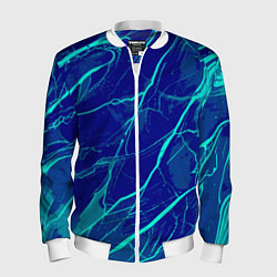 Бомбер мужской Яркий сине-голубой абстрактная текстура, цвет: 3D-белый