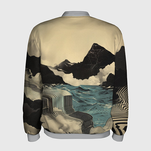 Мужской бомбер Ретро пейзаж в Японском стиле / 3D-Меланж – фото 2