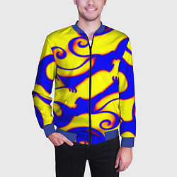 Бомбер мужской Аниме драконы неон, цвет: 3D-синий — фото 2