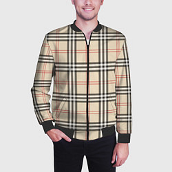 Бомбер мужской Стильная клетка - шотландка, цвет: 3D-черный — фото 2