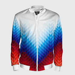 Бомбер мужской Геометрический узор в цветах триколора, цвет: 3D-белый