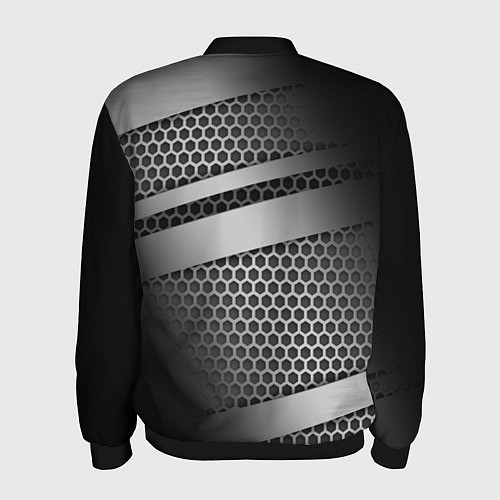 Мужской бомбер Карбоновая текстура хром / 3D-Черный – фото 2