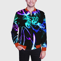 Бомбер мужской Неоновый дым текстура, цвет: 3D-красный — фото 2