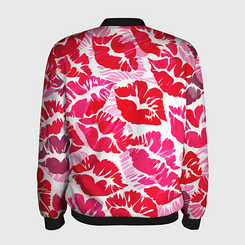 Мужской бомбер Девчачьи отпечатки красных губ - подарок любви / 3D-Черный – фото 2