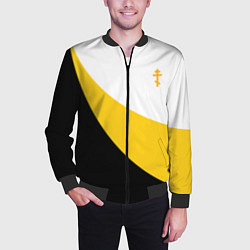 Бомбер мужской Сокрушу пред ним врагов его малый желтый крест Ник, цвет: 3D-черный — фото 2