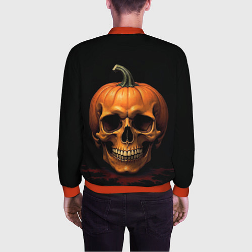 Мужской бомбер Череп-тыква для Хэллоуина / 3D-Красный – фото 4