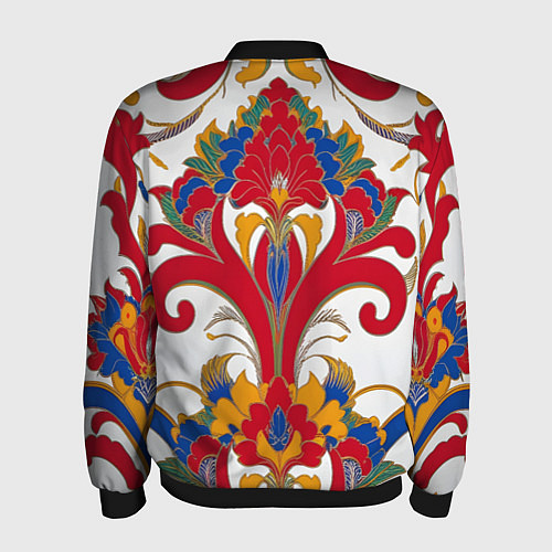 Мужской бомбер Яркий алый узор / 3D-Черный – фото 2