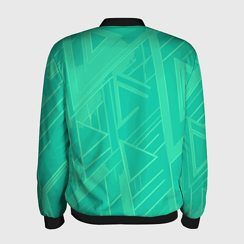 Мужской бомбер Мятный зелёный однотонный геометричный / 3D-Черный – фото 2