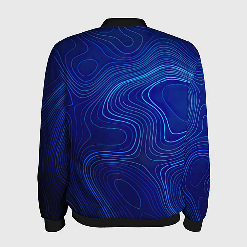 Мужской бомбер Синяя топография / 3D-Черный – фото 2