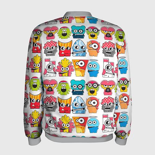 Мужской бомбер Разноцветные монстрики паттерн / 3D-Меланж – фото 2
