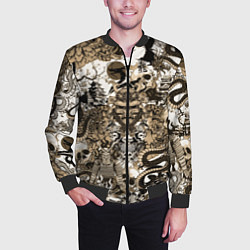 Бомбер мужской Дракон и самураи в японском стиле, цвет: 3D-черный — фото 2