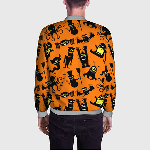 Мужской бомбер Монстры хэллоуина / 3D-Меланж – фото 4