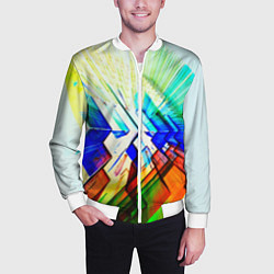 Бомбер мужской Неоновая абстракция стекло, цвет: 3D-белый — фото 2