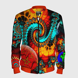 Бомбер мужской Фрактальный узор из фигур, цвет: 3D-красный