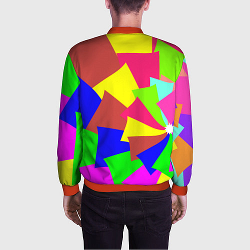Мужской бомбер Разноцветная мозаика / 3D-Красный – фото 4