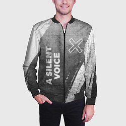 Бомбер мужской A Silent Voice - grey gradient вертикально, цвет: 3D-черный — фото 2