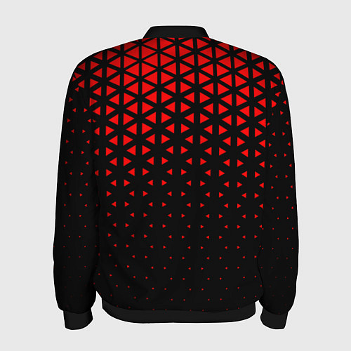 Мужской бомбер Геометрический градиент - чёрно-красный / 3D-Черный – фото 2