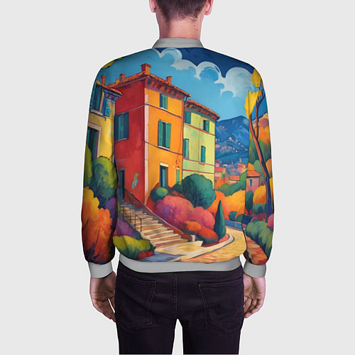 Мужской бомбер Живопись яркие домики фовизм / 3D-Меланж – фото 4