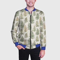 Бомбер мужской Узор из листьев папоротника, цвет: 3D-синий — фото 2