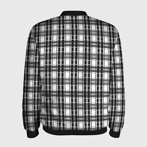 Мужской бомбер Черно-белая шотландка клетчатый узор / 3D-Черный – фото 2