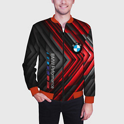 Бомбер мужской BMW geometry stripes red, цвет: 3D-красный — фото 2