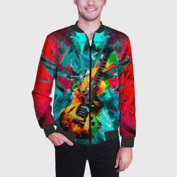 Бомбер мужской Электрогитара в красках, цвет: 3D-черный — фото 2