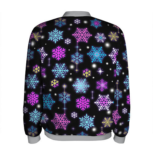 Мужской бомбер Разноцветные снежинки / 3D-Меланж – фото 2