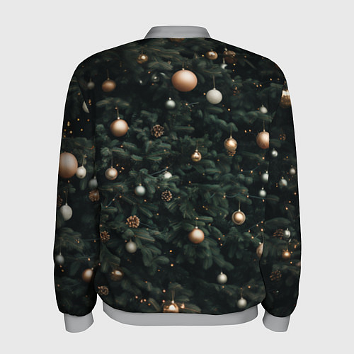 Мужской бомбер Паттерн - Новогодняя елка / 3D-Меланж – фото 2
